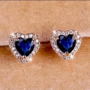 Sapphire And White Diamond Rose Gold Earrings